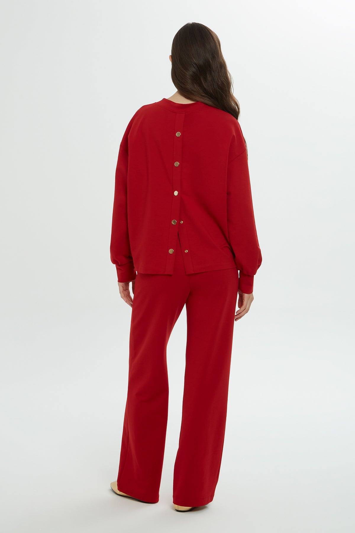 Red Brooch-Detail Tracksuit