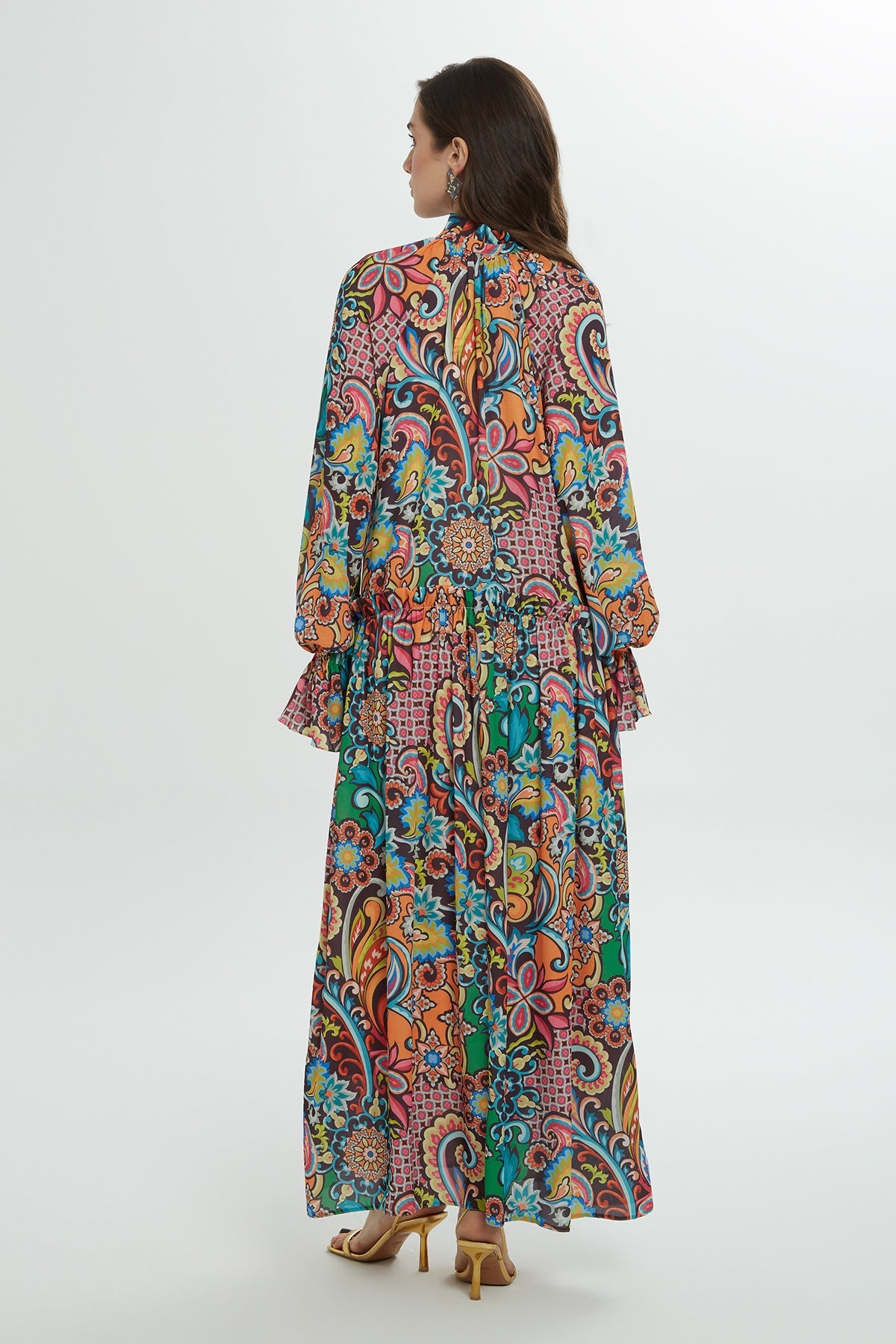 Printed Ruffled Long Dress