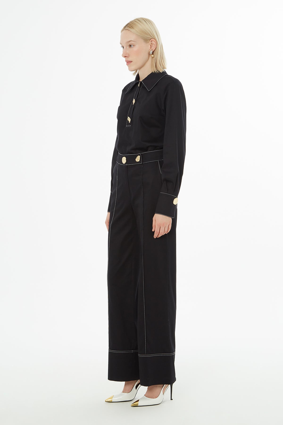 Black Pants with Contrast Stitching
