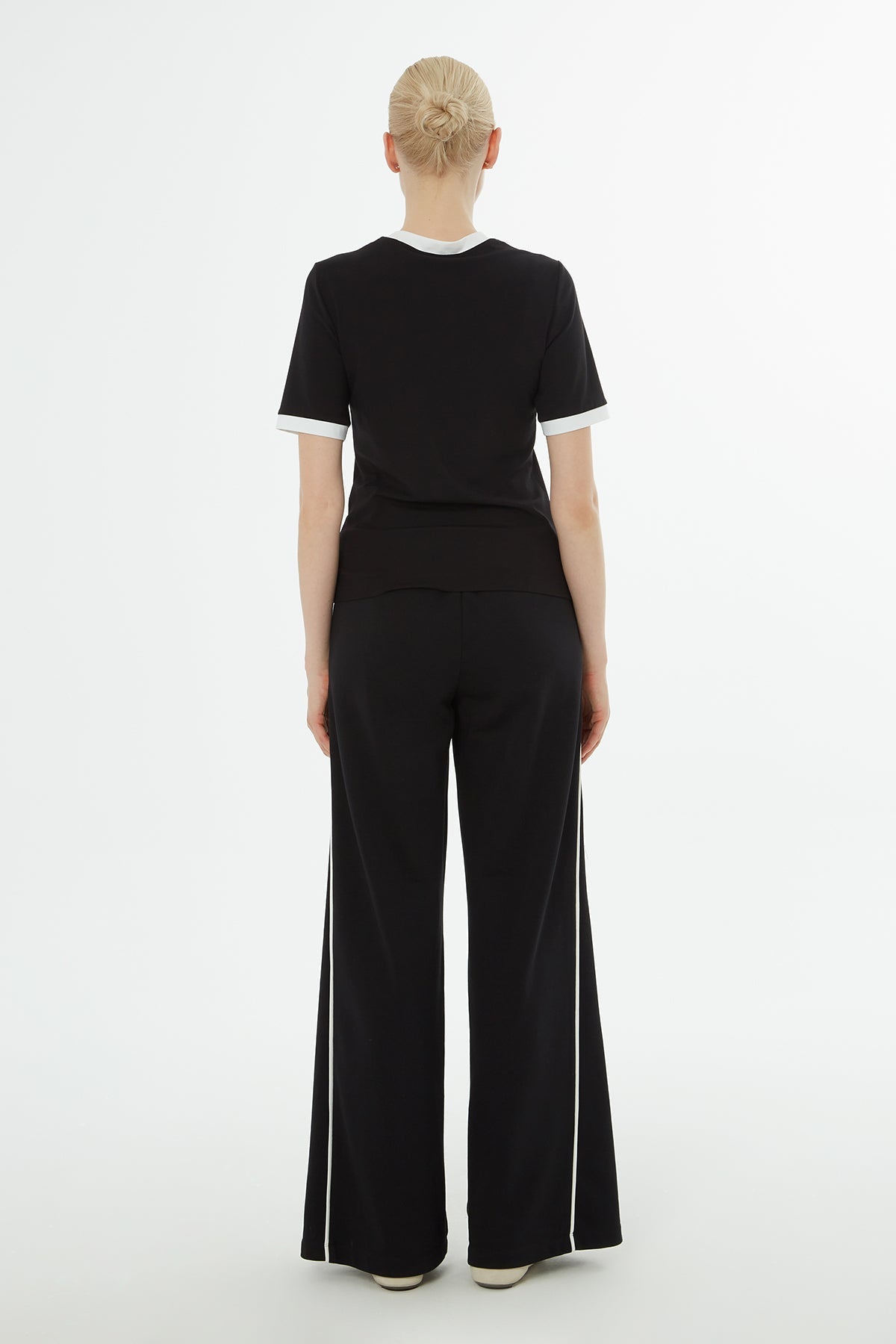 Black T-Shirt with Brooch Collar