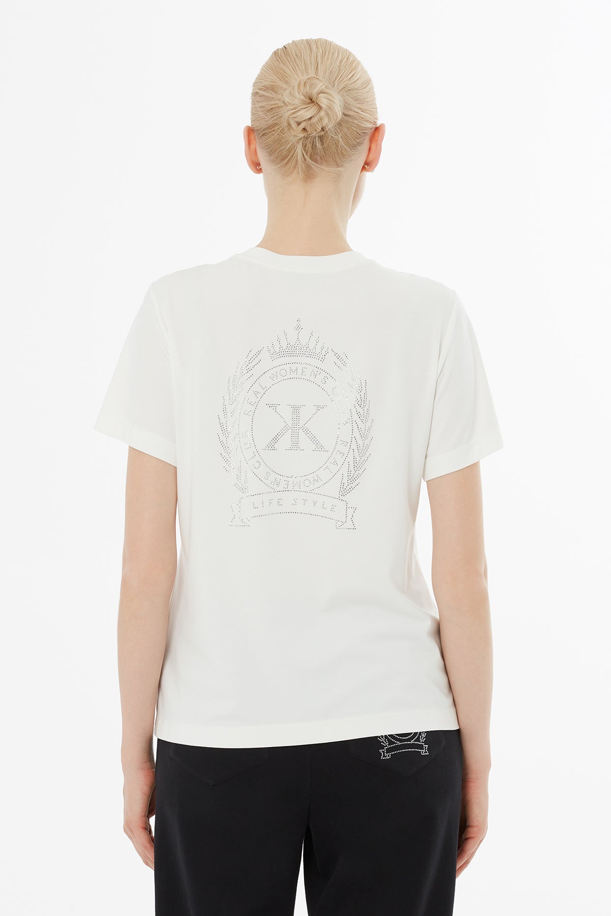 Ecru Front-Zipper T-Shirt