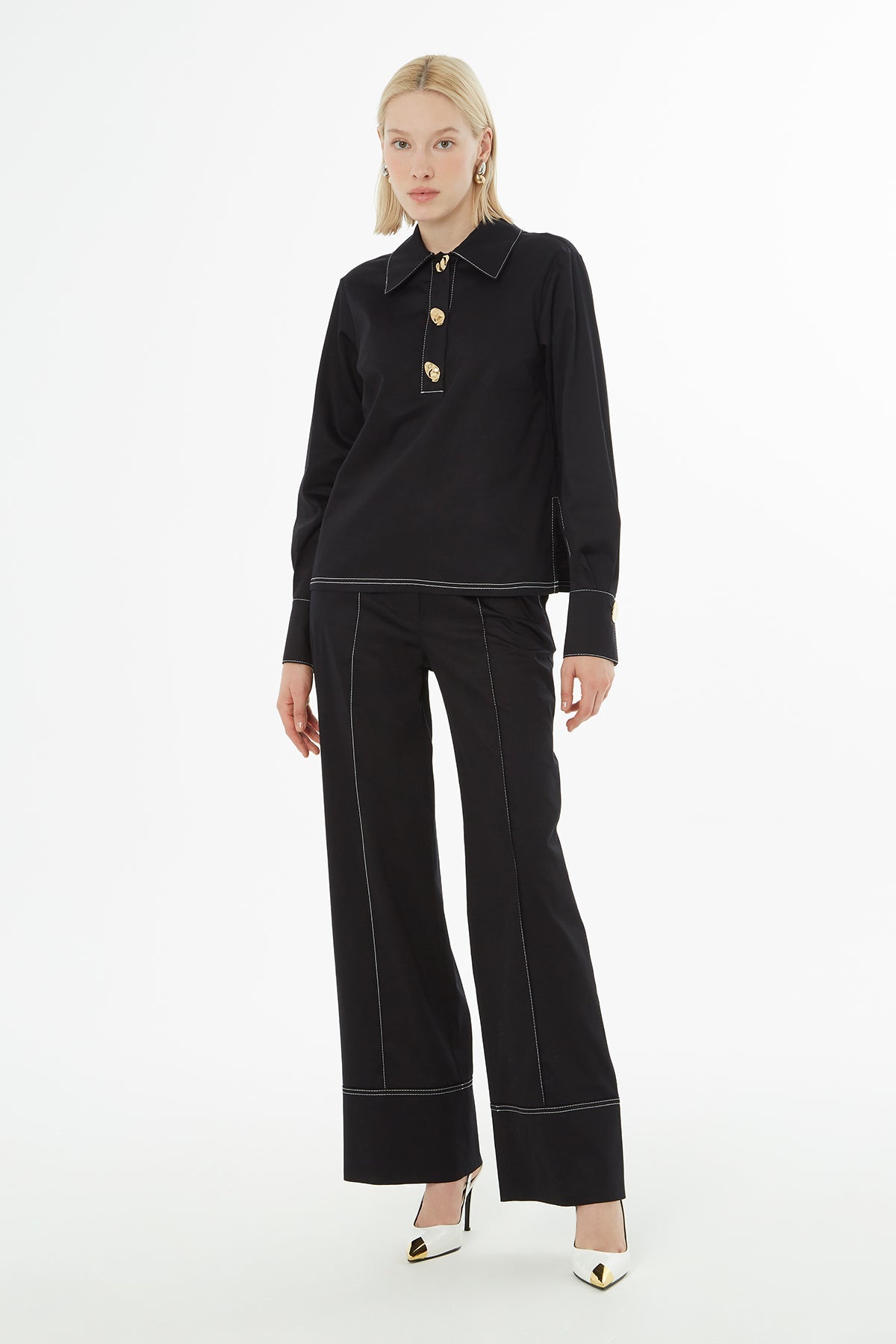 Black Shirt with Contrast Stitching