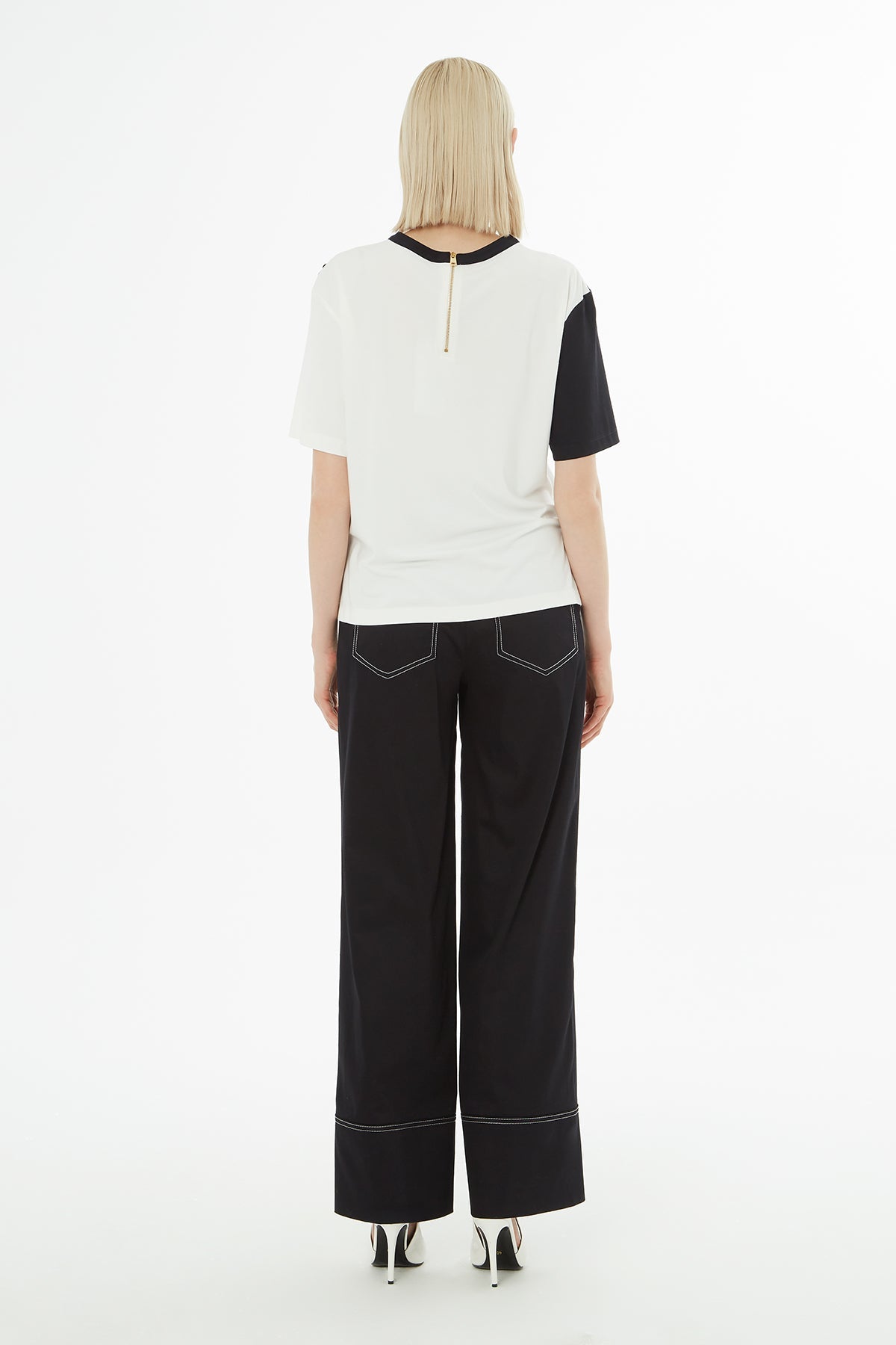 Ecru Asymmetrical Buttoned T-Shirt