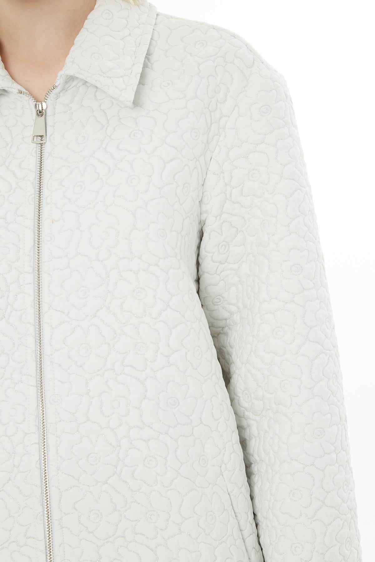 Ecru Jacket with Floral Brooch