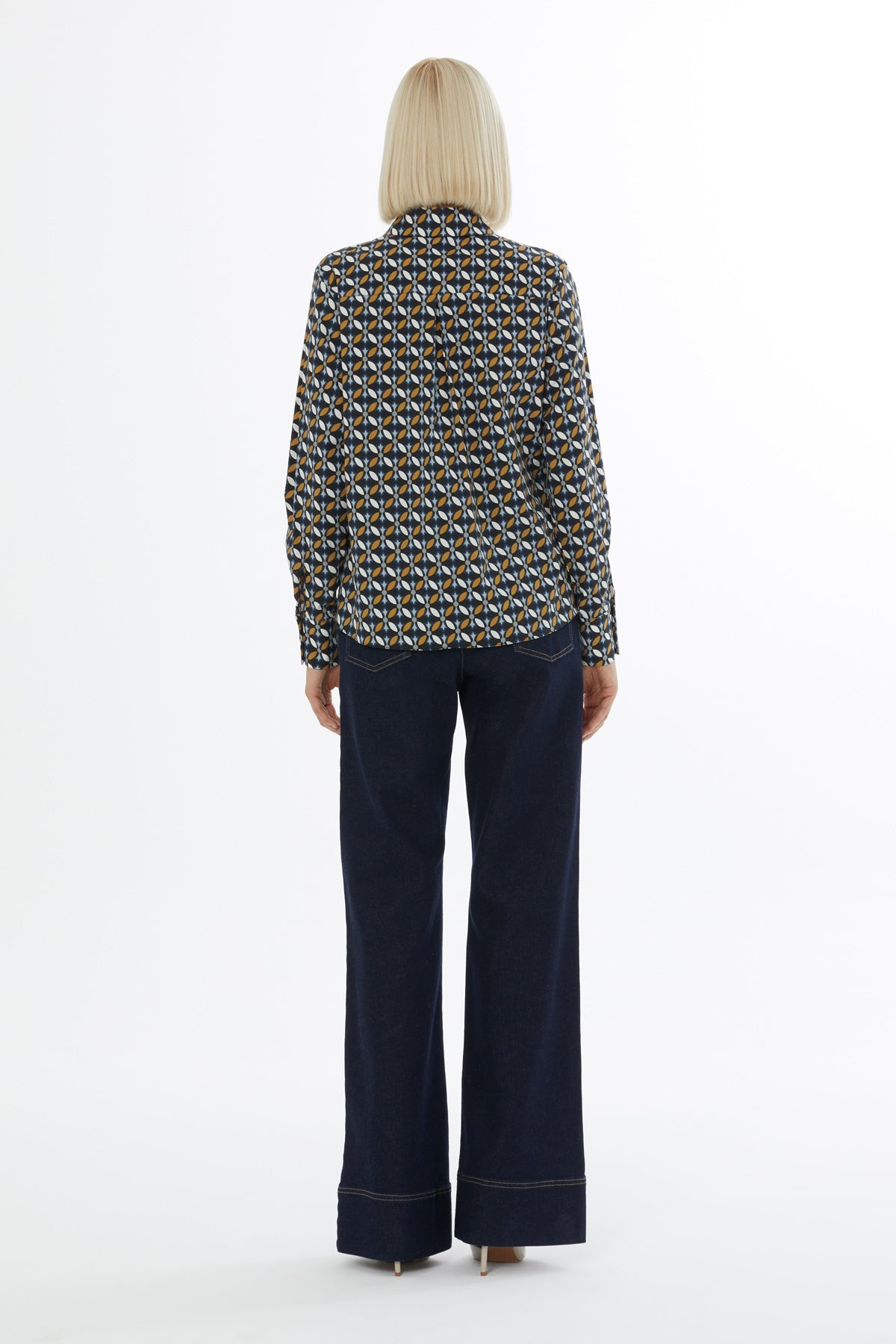 Brown Shirt with Patterned Floral Details