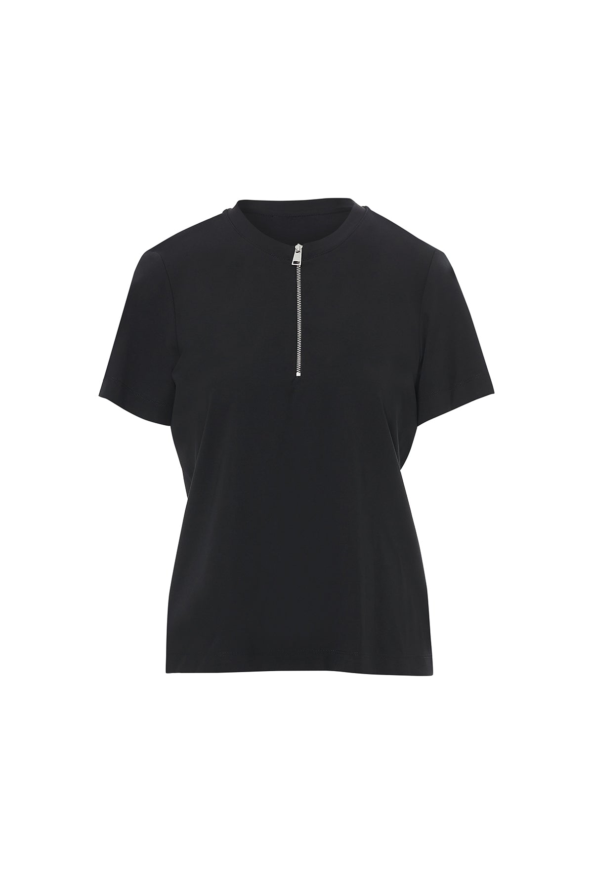 Black Front-Zipper T-Shirt