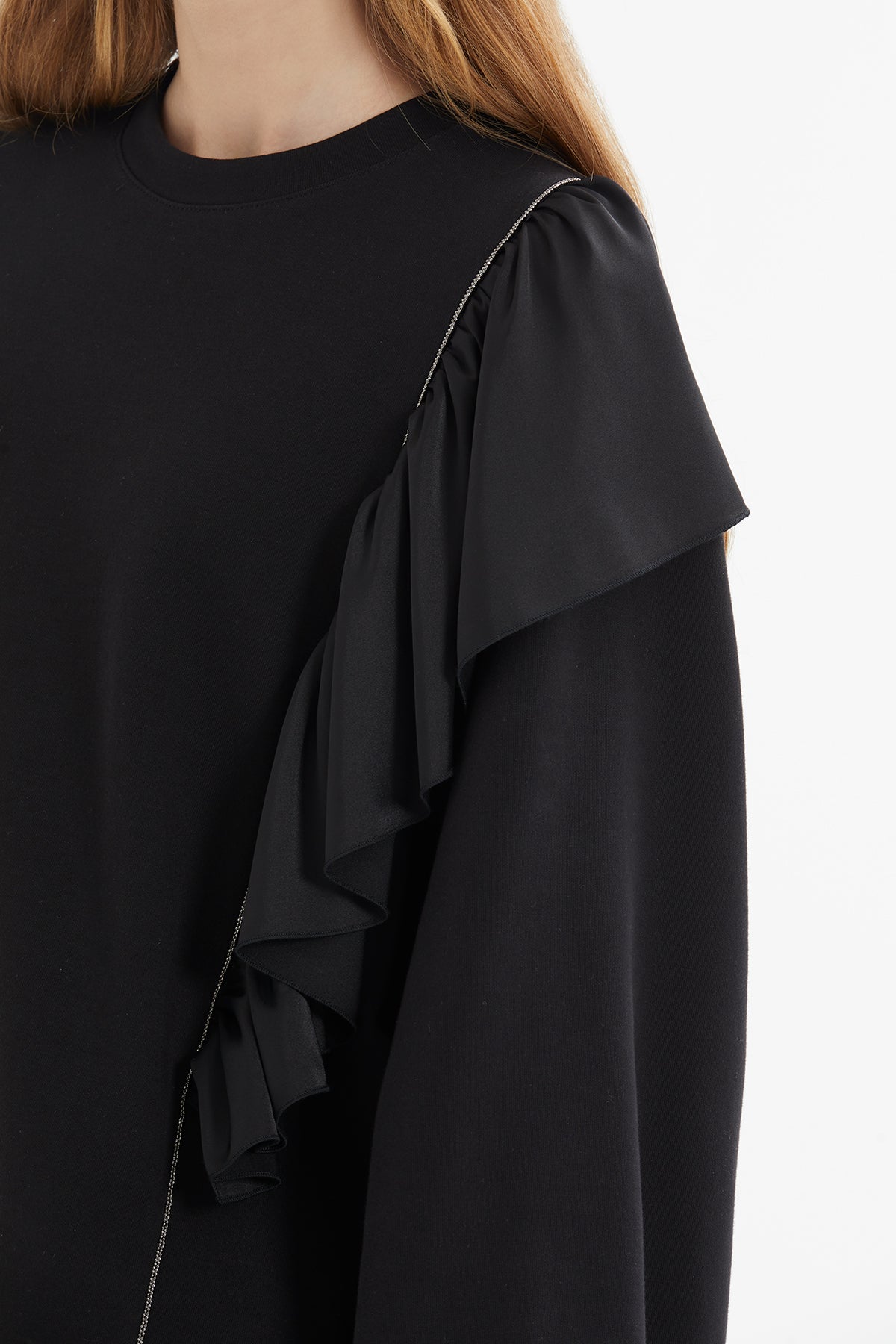 Ruffle Sleeve Detail Sweatshirt Pants Set
