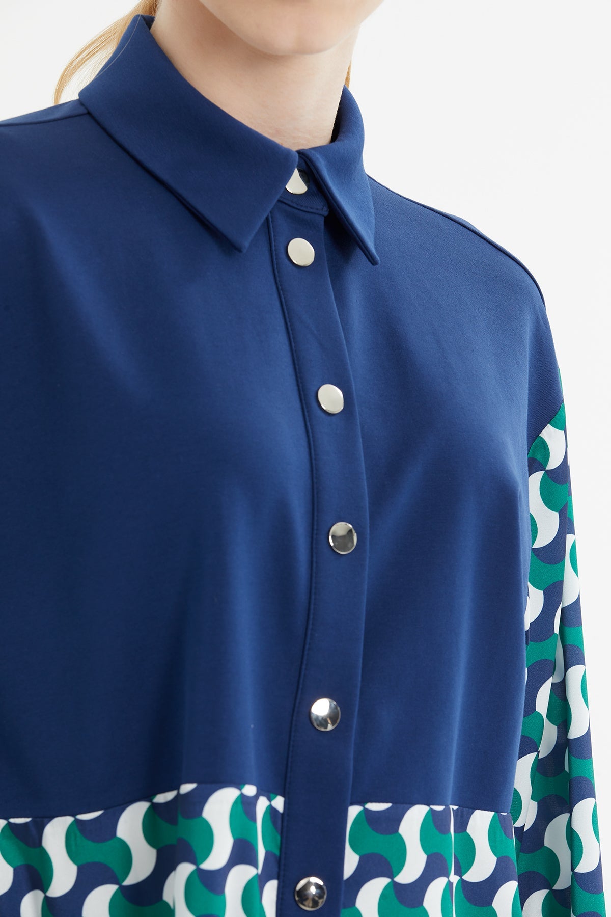 Navy Geometric-Pattern Tracksuit