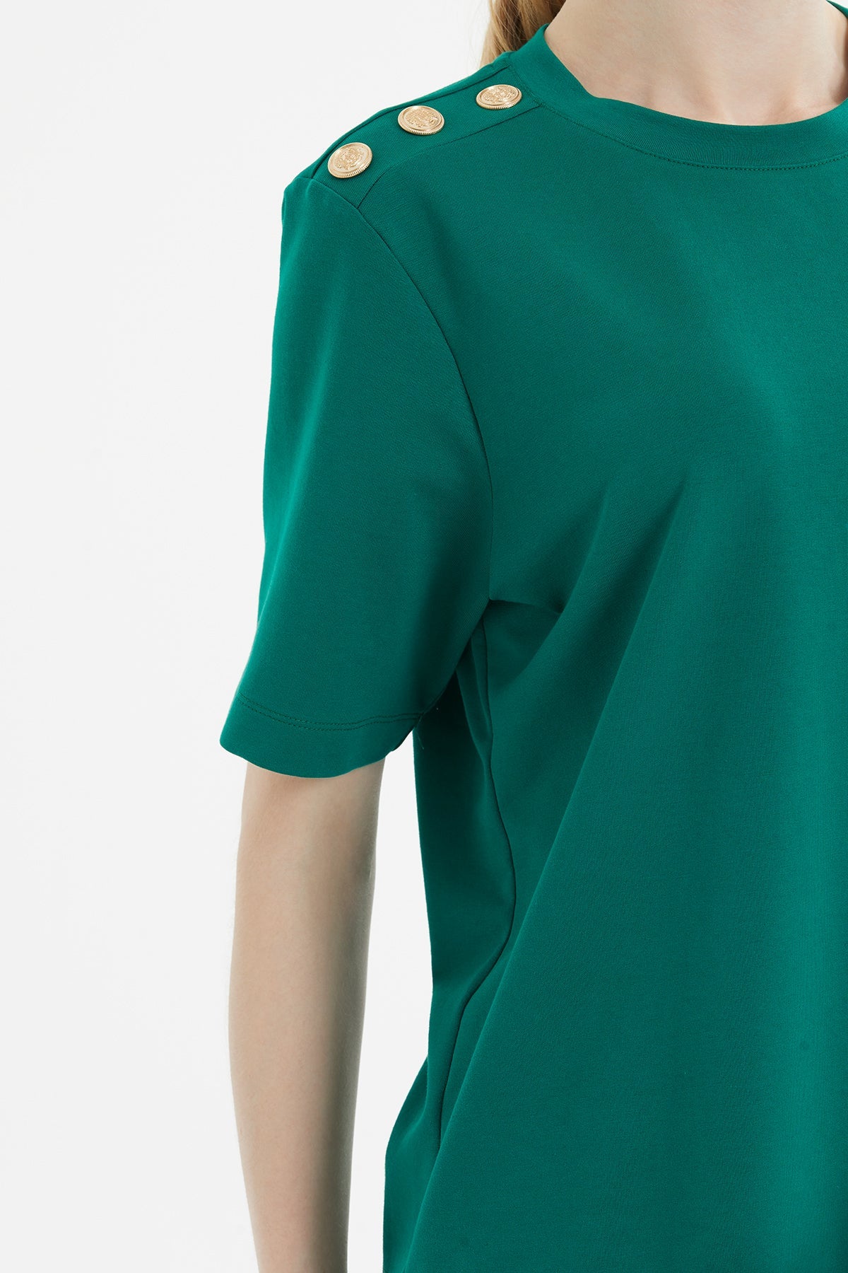 Green Snap-Button Detail Tracksuit