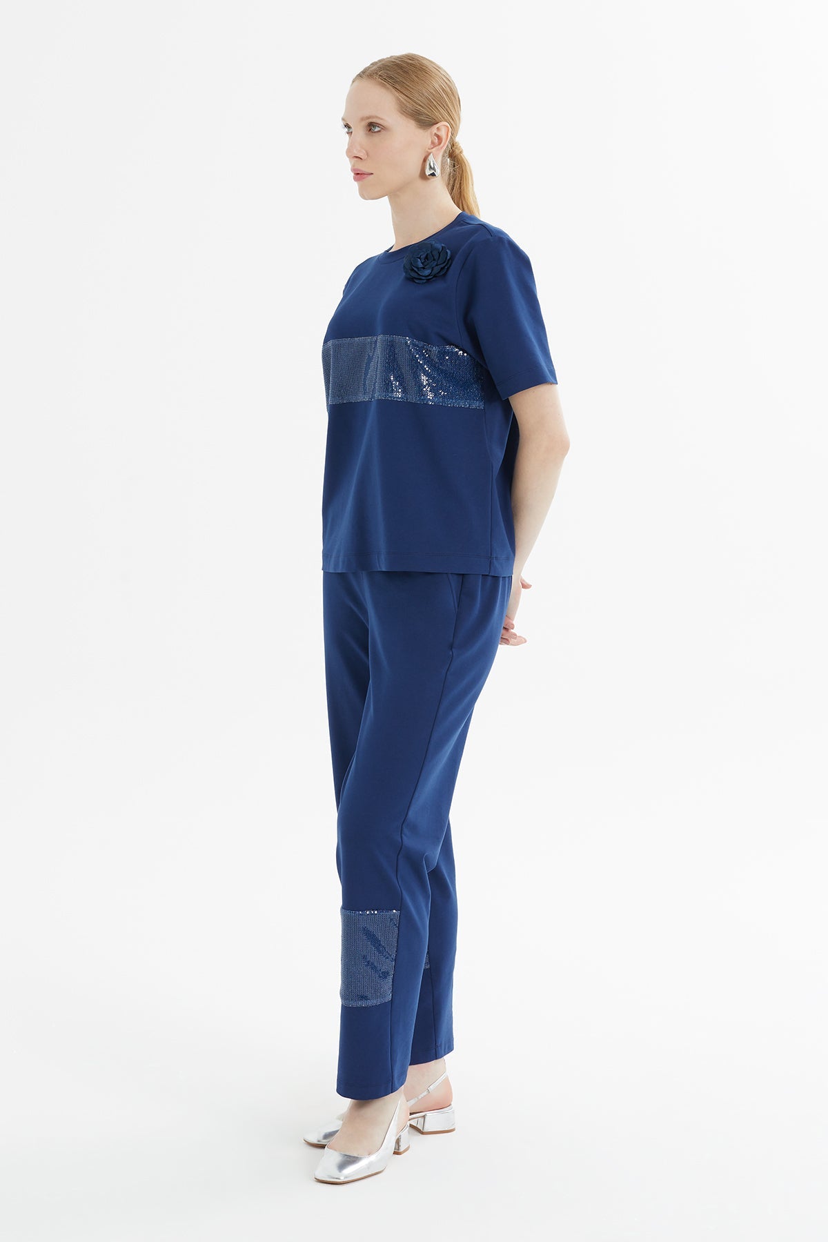 Navy Sequin-Detail Tracksuit
