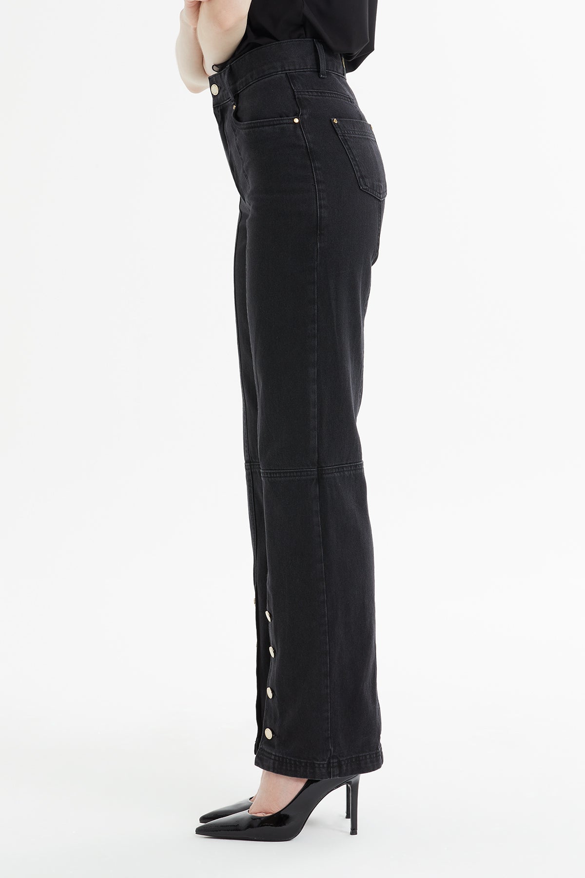 Straight-Leg Button-Hem Jeans