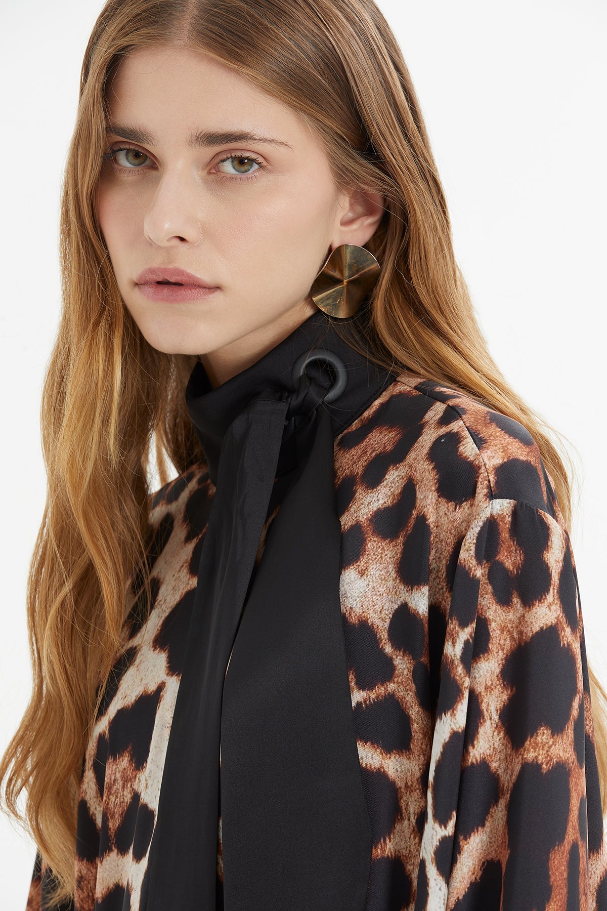 Leopard Print Tie Detail Midi Dress