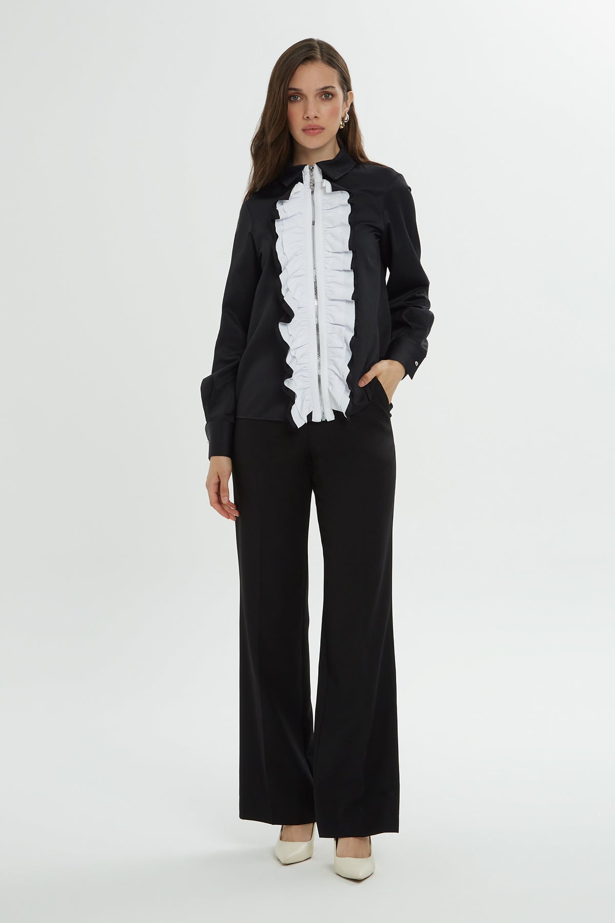 Black Ruffled Shirt