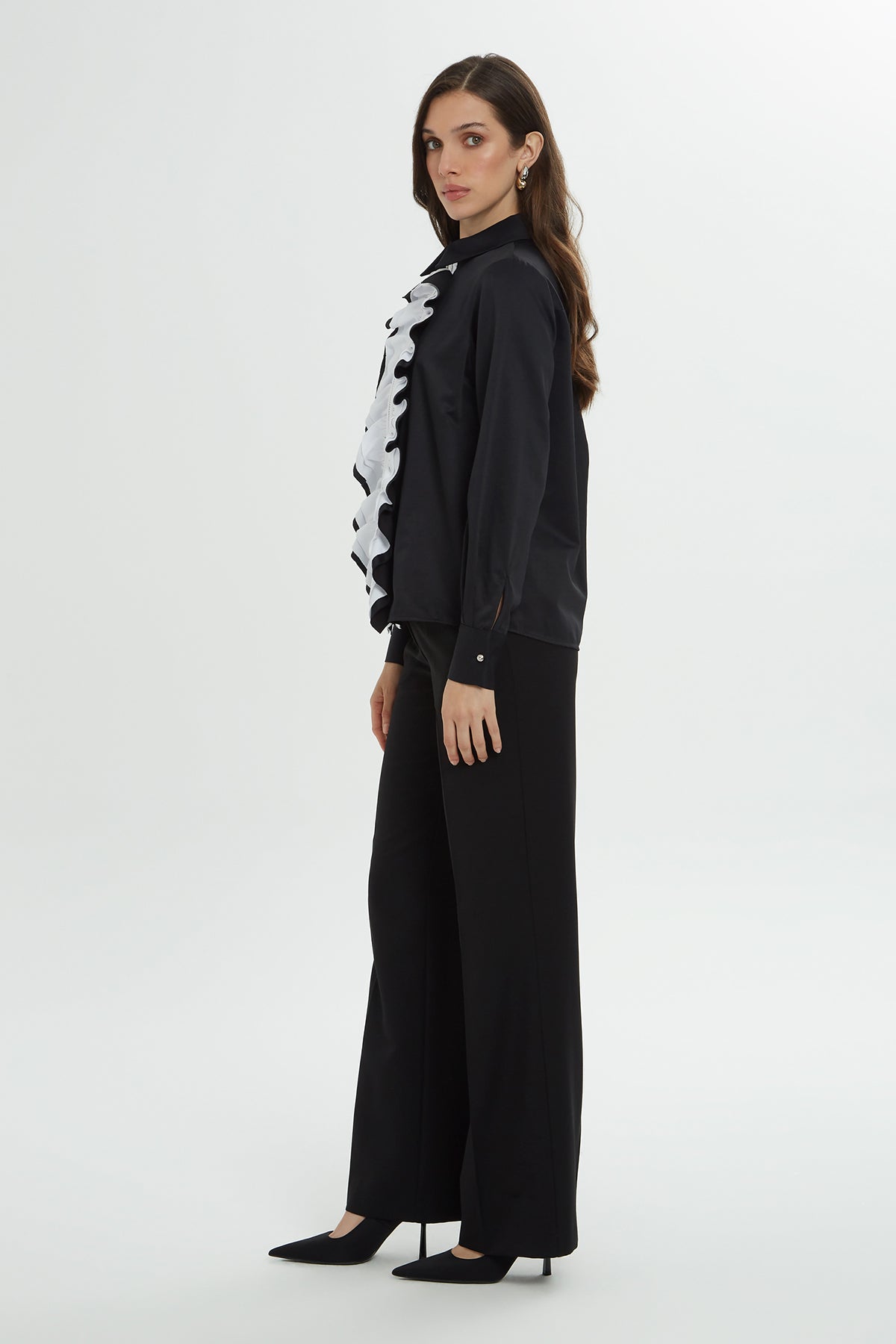 Black Ruffled Shirt