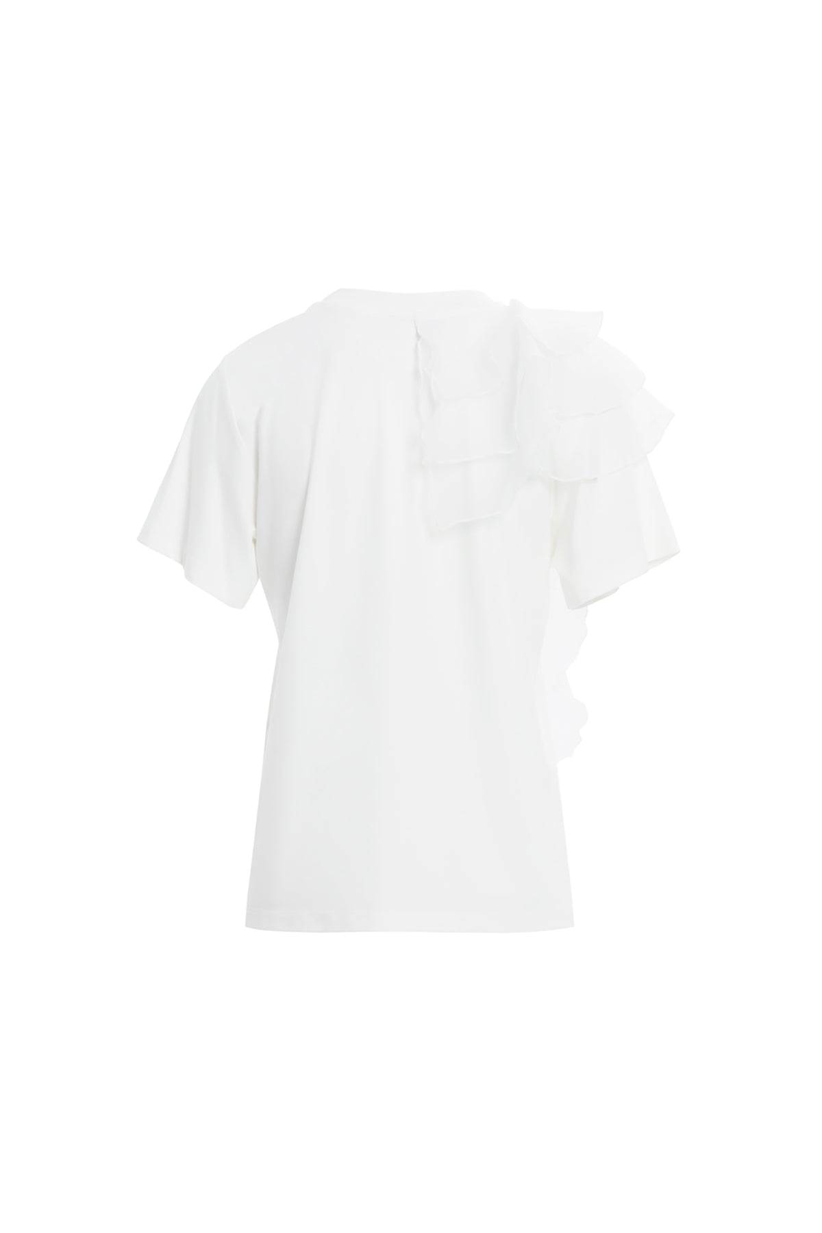Ecru Shoulder Tulle-Detail T-Shirt