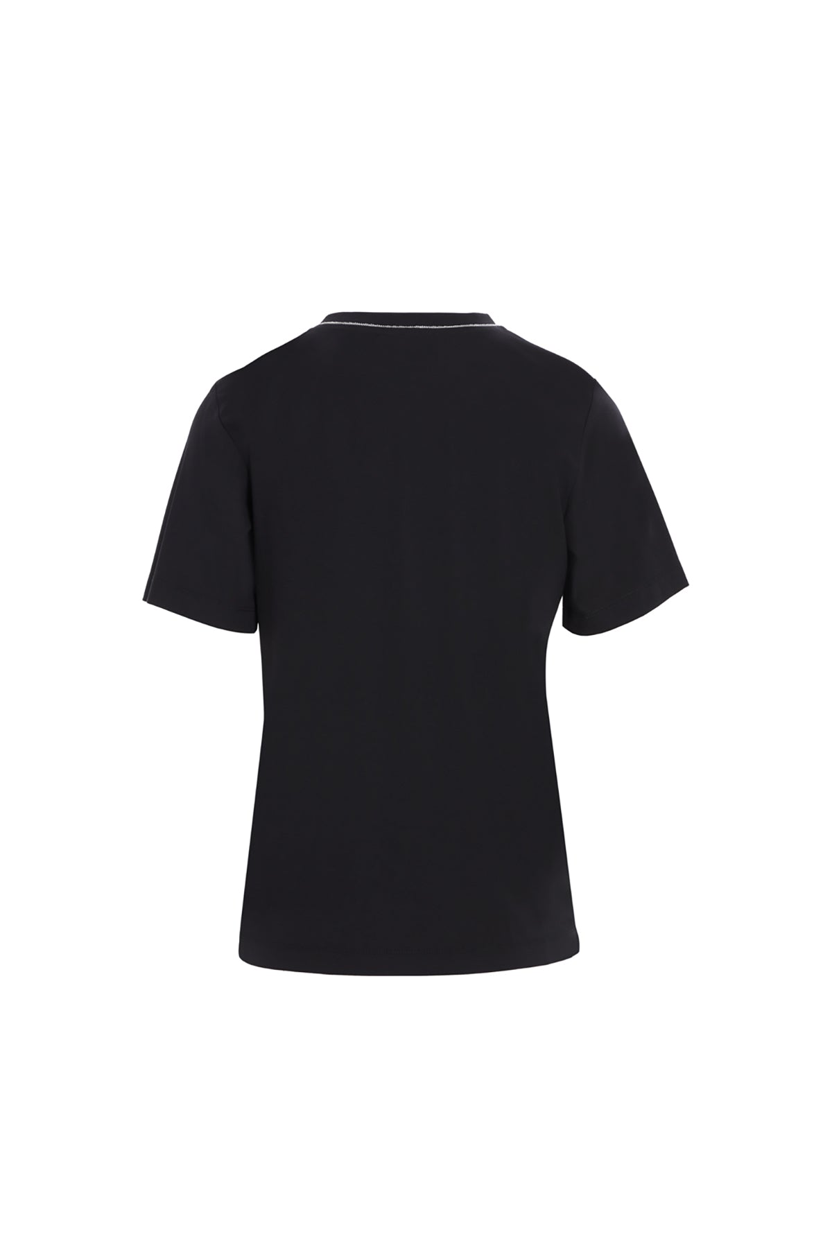 V-Neck Stripe Accessory Detail Off Knit T-Shirt