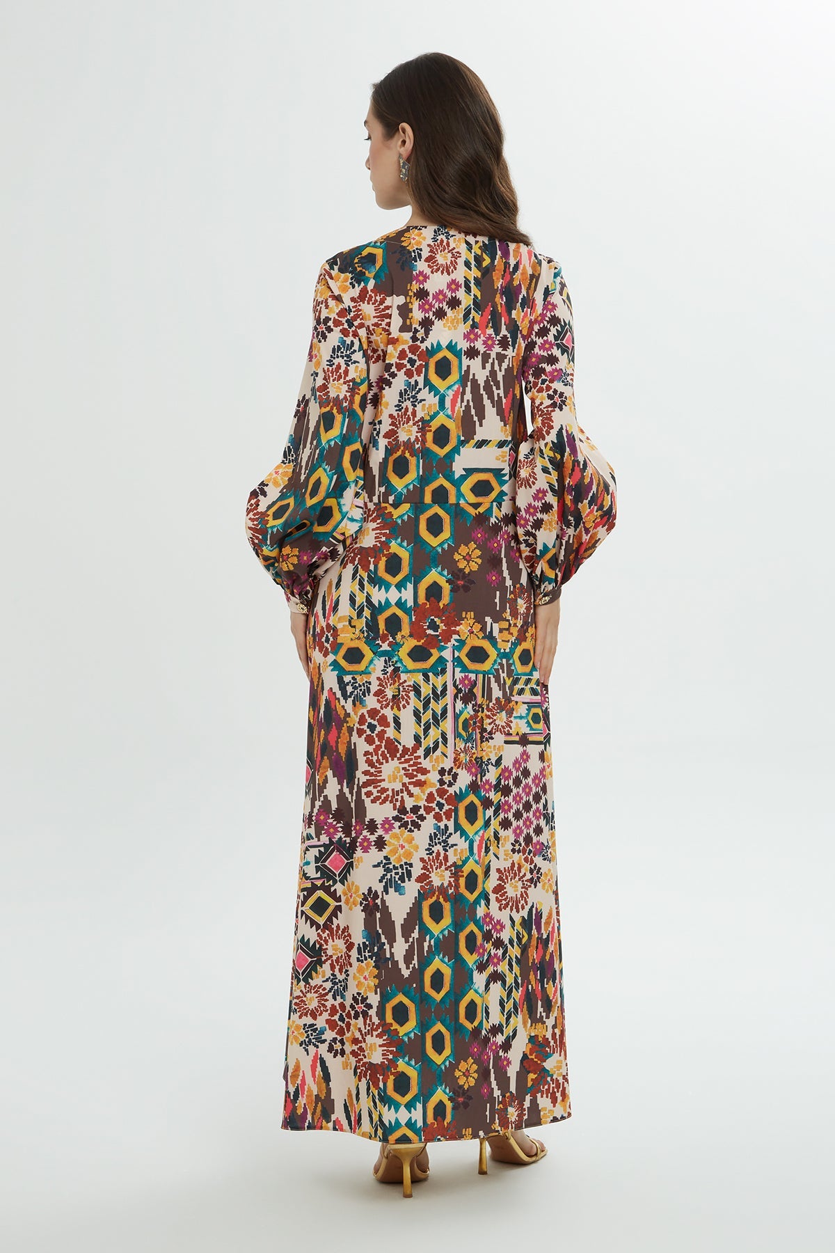Printed Maxi Dress with Belt Detail