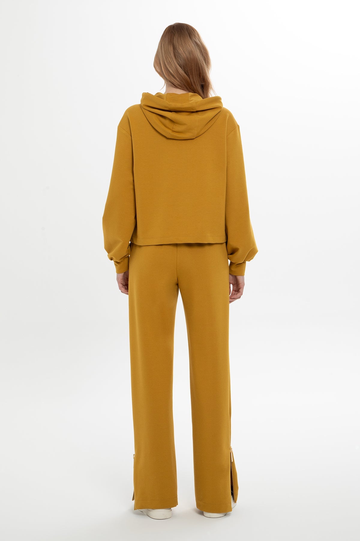 Yellow Hooded Cargo-Pocket Tracksuit