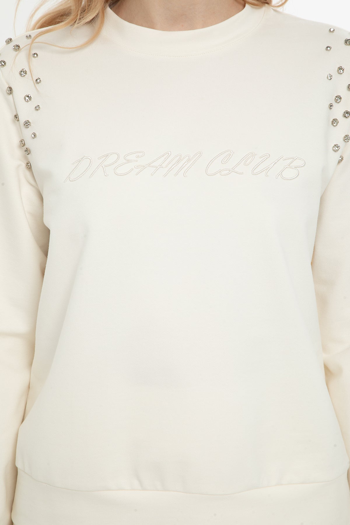 Ecru Stone-Embellished Tracksuit