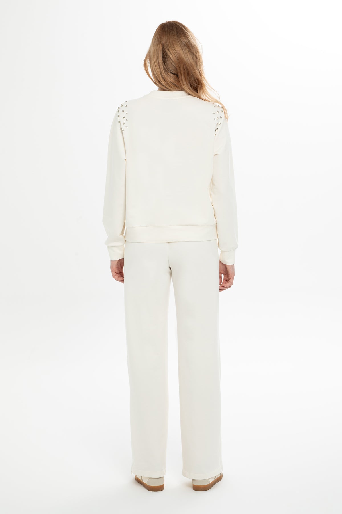 Ecru Stone-Embellished Tracksuit