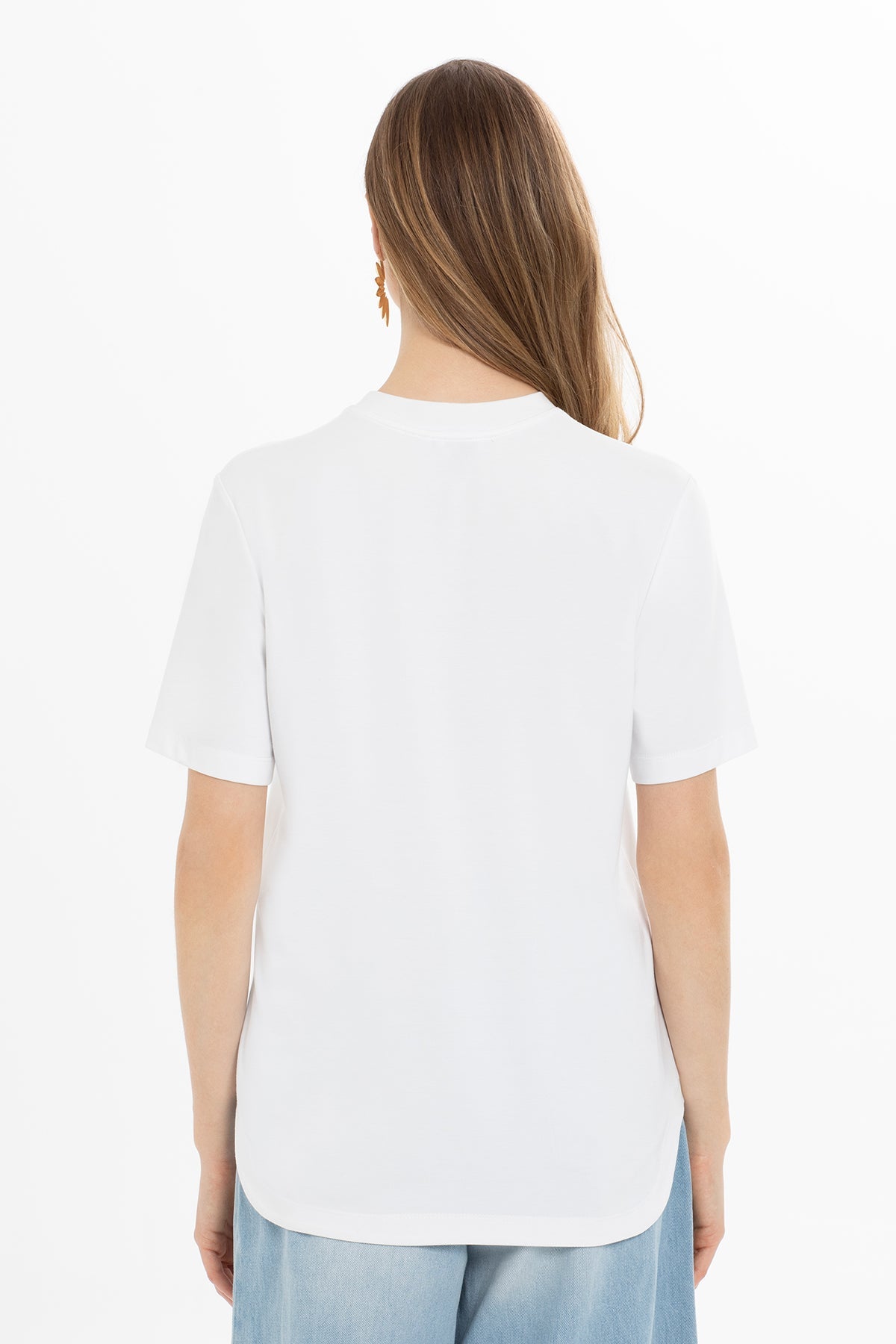 White Blouse with Floral-Motif Detail