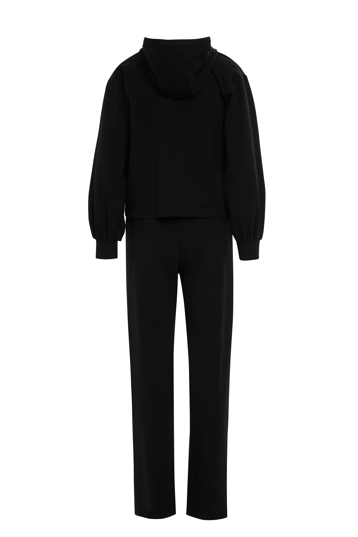 Black Hooded Cargo-Pocket Tracksuit