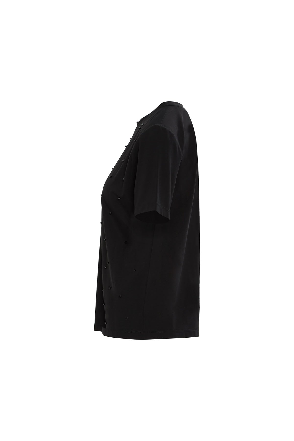 Blouse with Pearl Stone Detail Round Neck