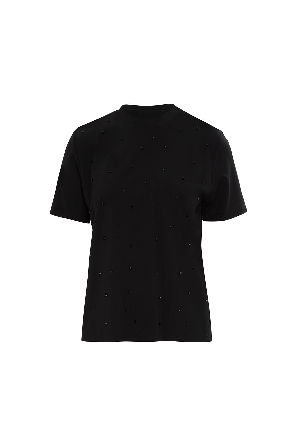 Blouse with Pearl Stone Detail Round Neck