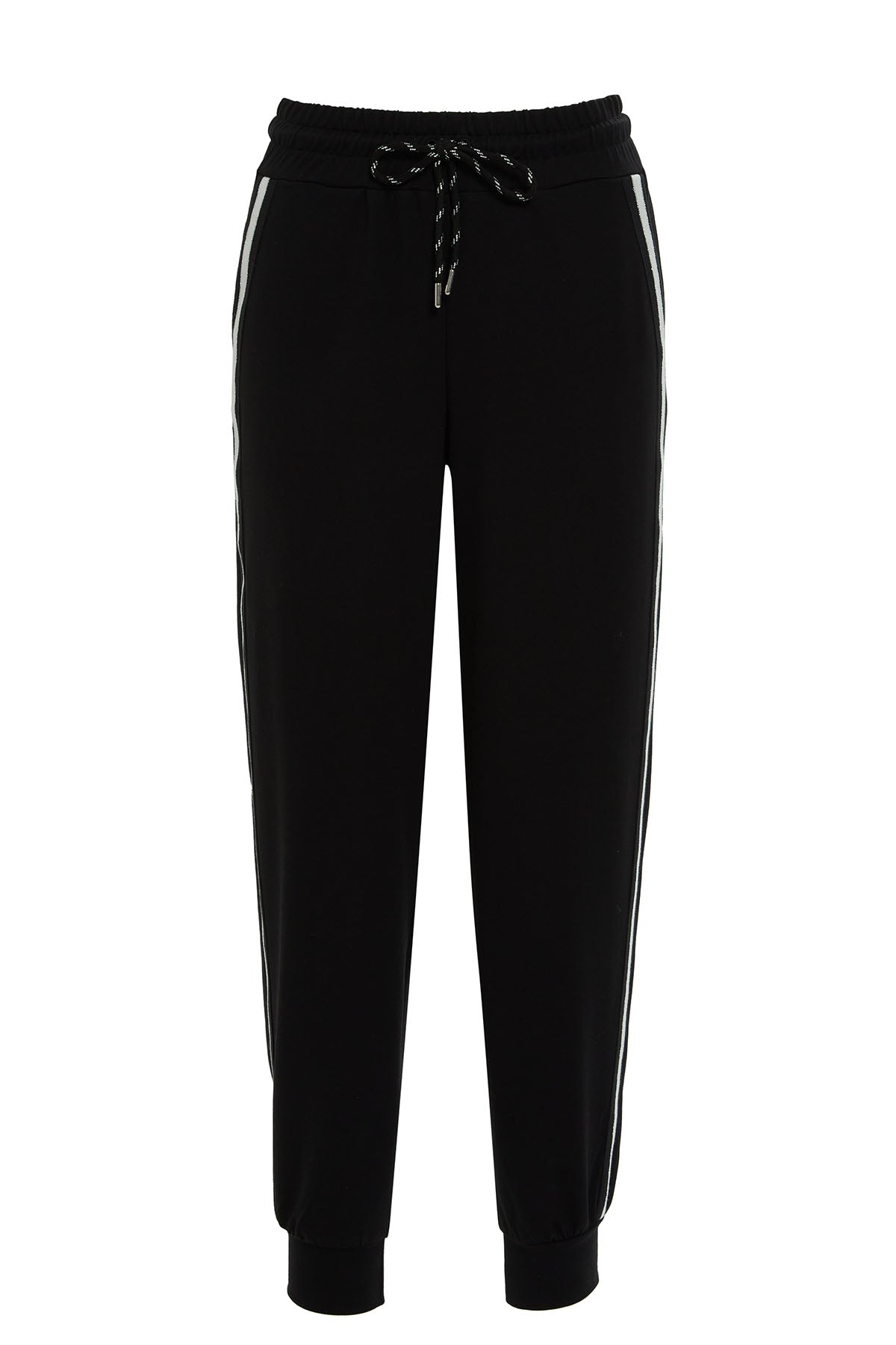Black Elastic-Waist Wide-Leg Sweatpants