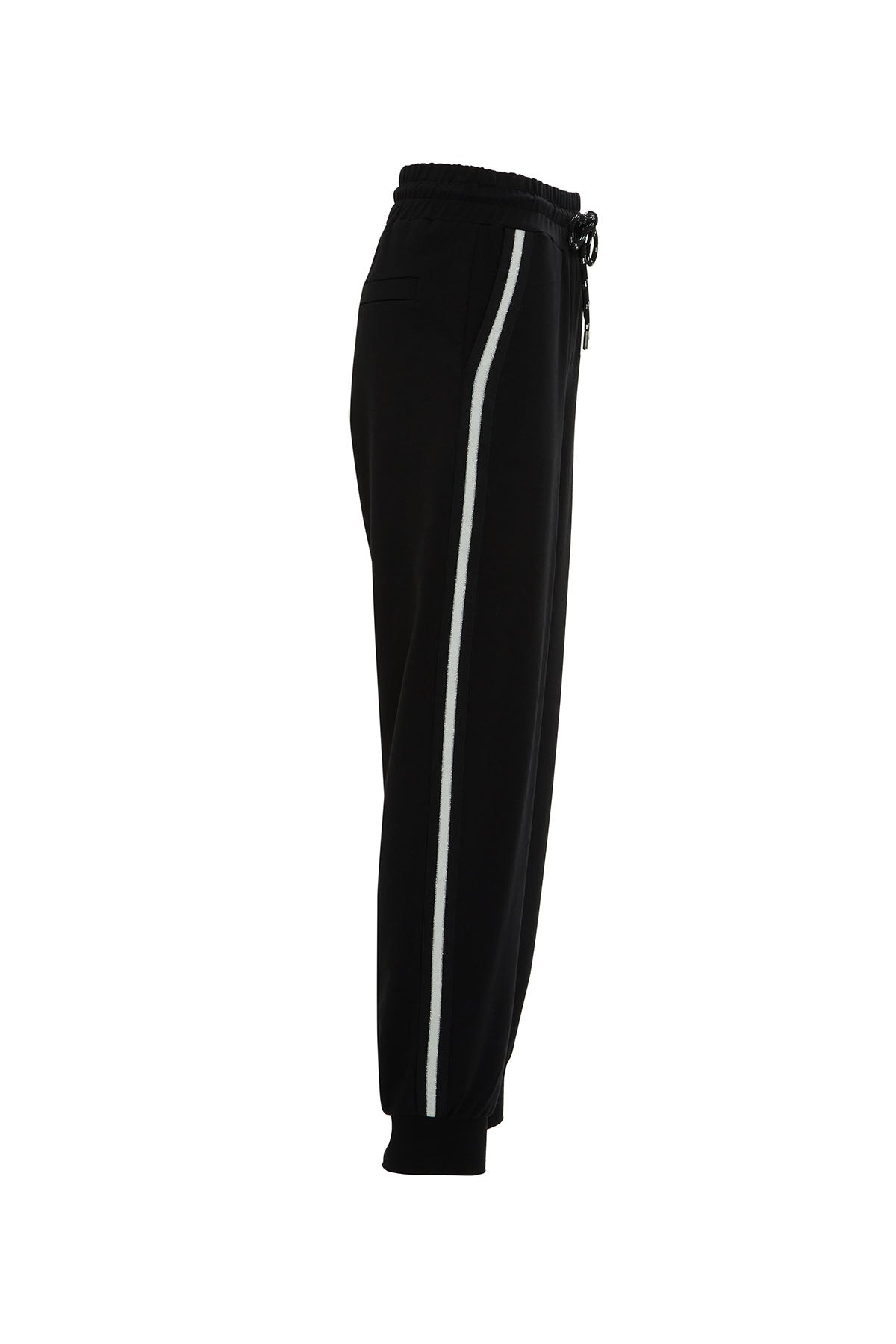 Black Elastic-Waist Wide-Leg Sweatpants