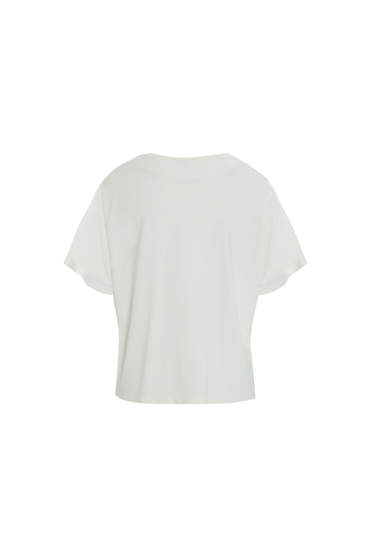 Ecru T-Shirt with Shoulder-Accessory Detail