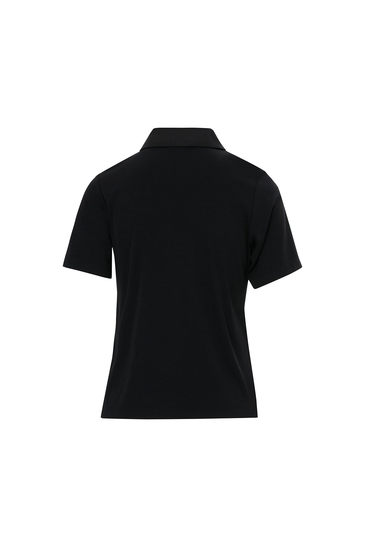 Half-Sleeve Blouse with Zipper Collar