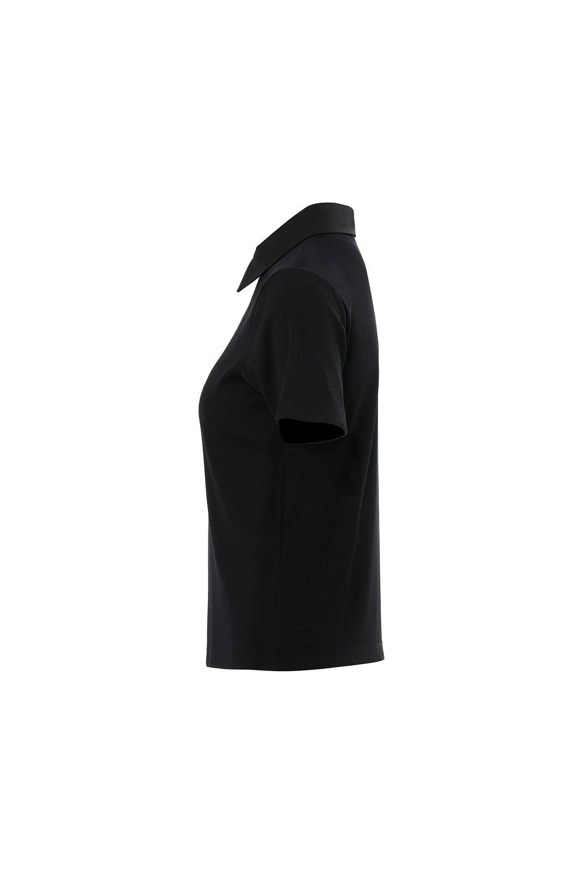 Half-Sleeve Blouse with Zipper Collar