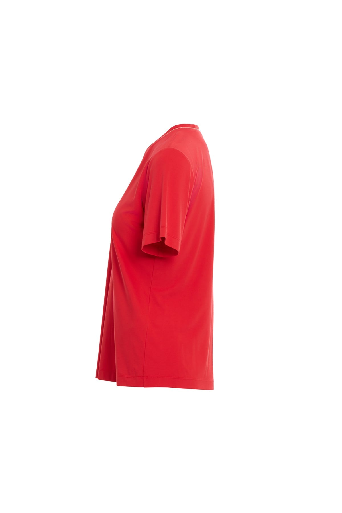 Red T-Shirt with V-Neck Detail