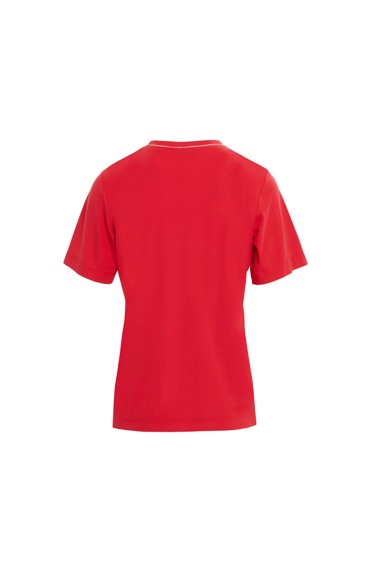 Red T-Shirt with V-Neck Detail