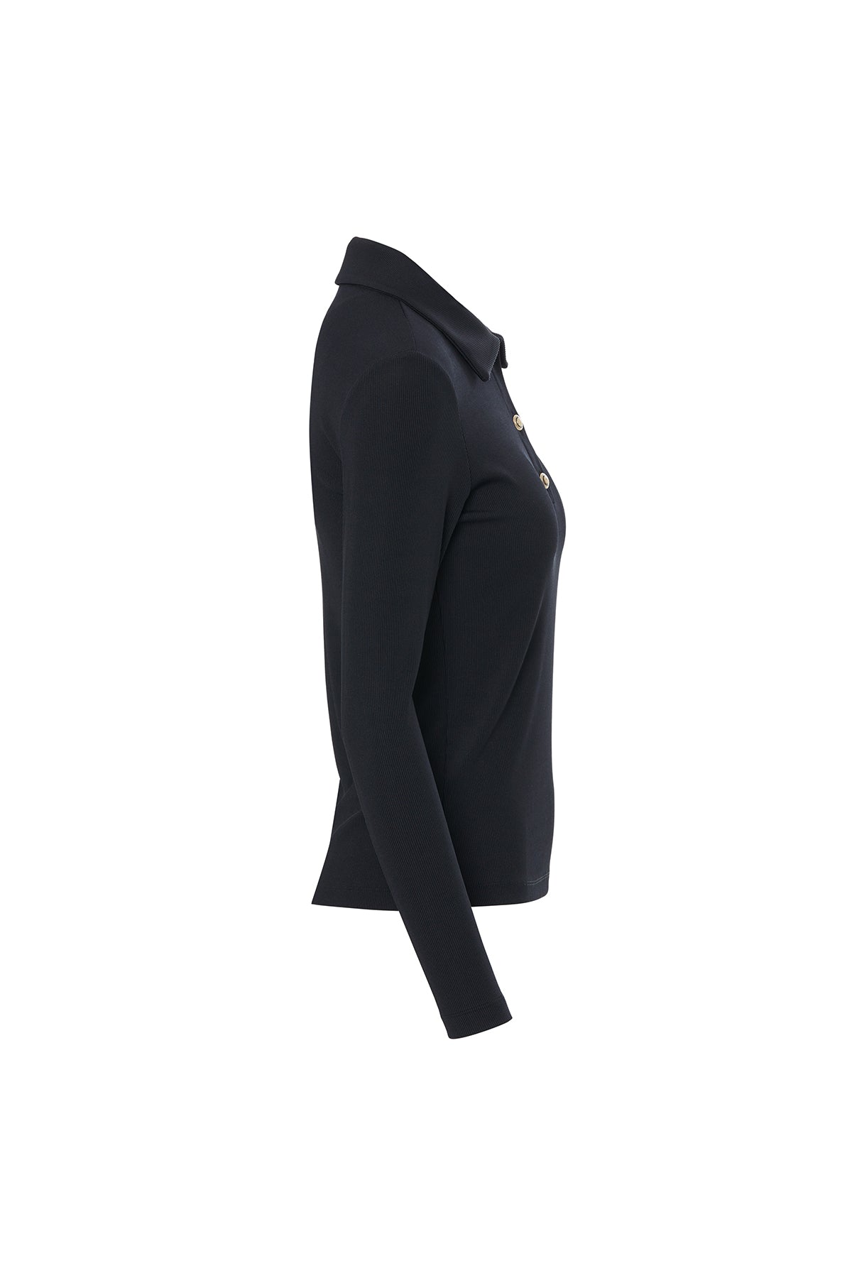 Black Collared Buttoned T-Shirt