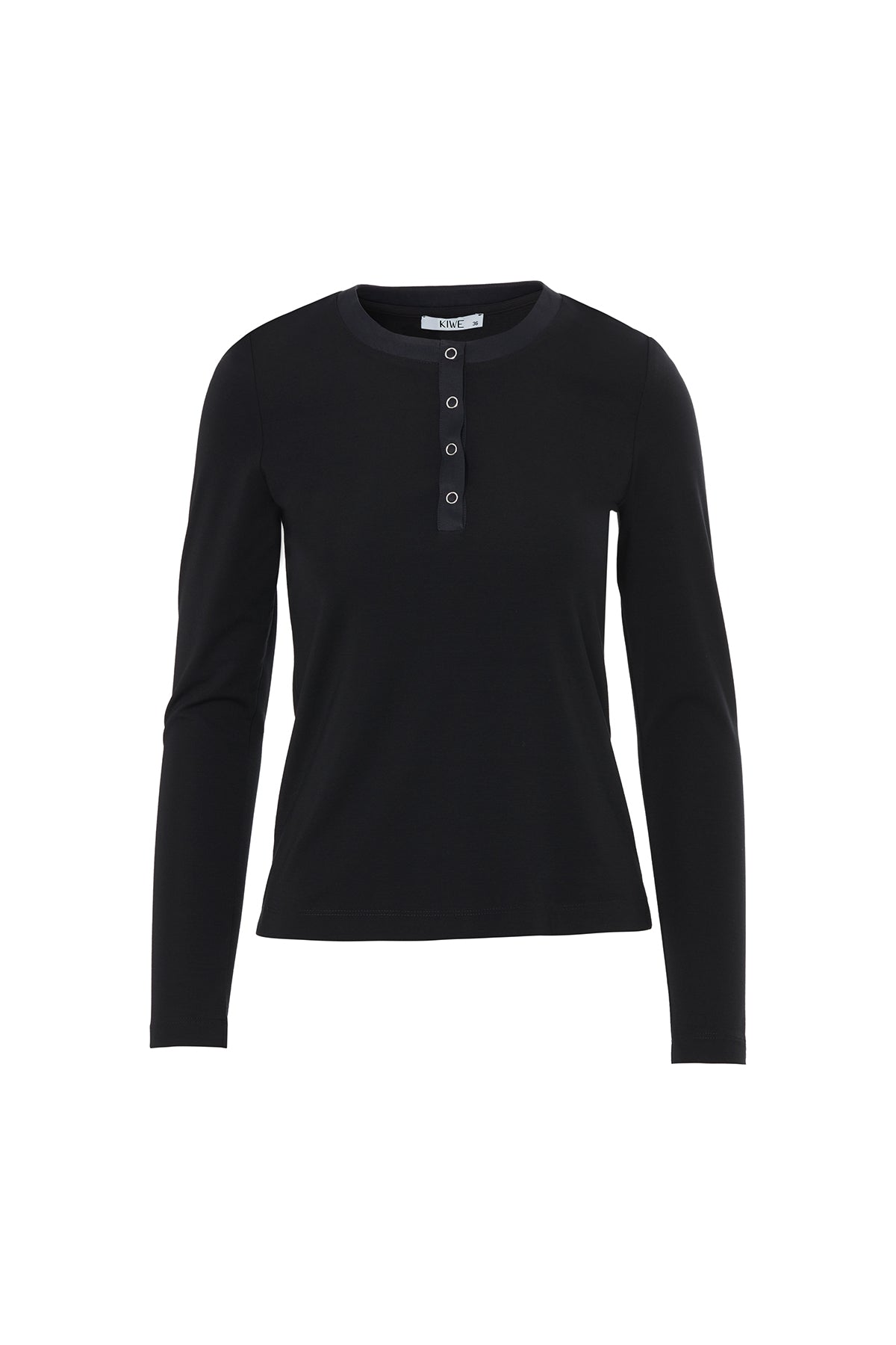 Black Front Snap-Button T-Shirt