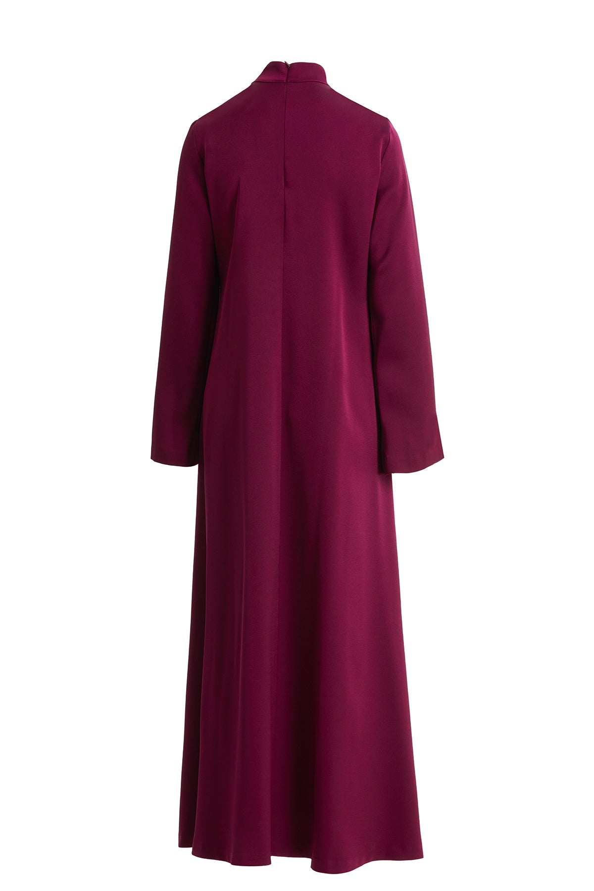 Burgundy Long-Sleeved Zippered Dress