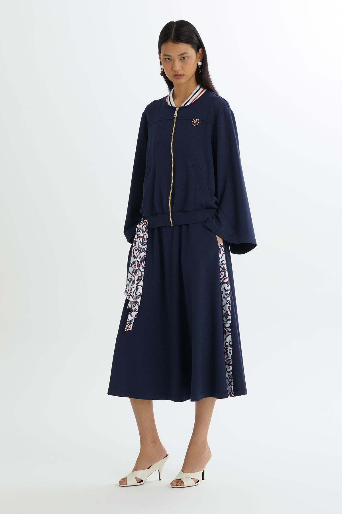 Batwing Sleeve Jacket and Skirt Sweatshirt Set