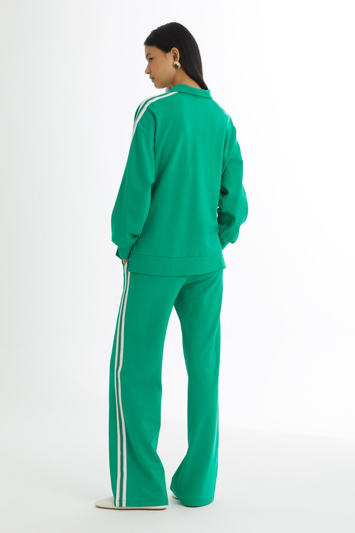 Knit-Detail Top and Pants Sweatshirt Set