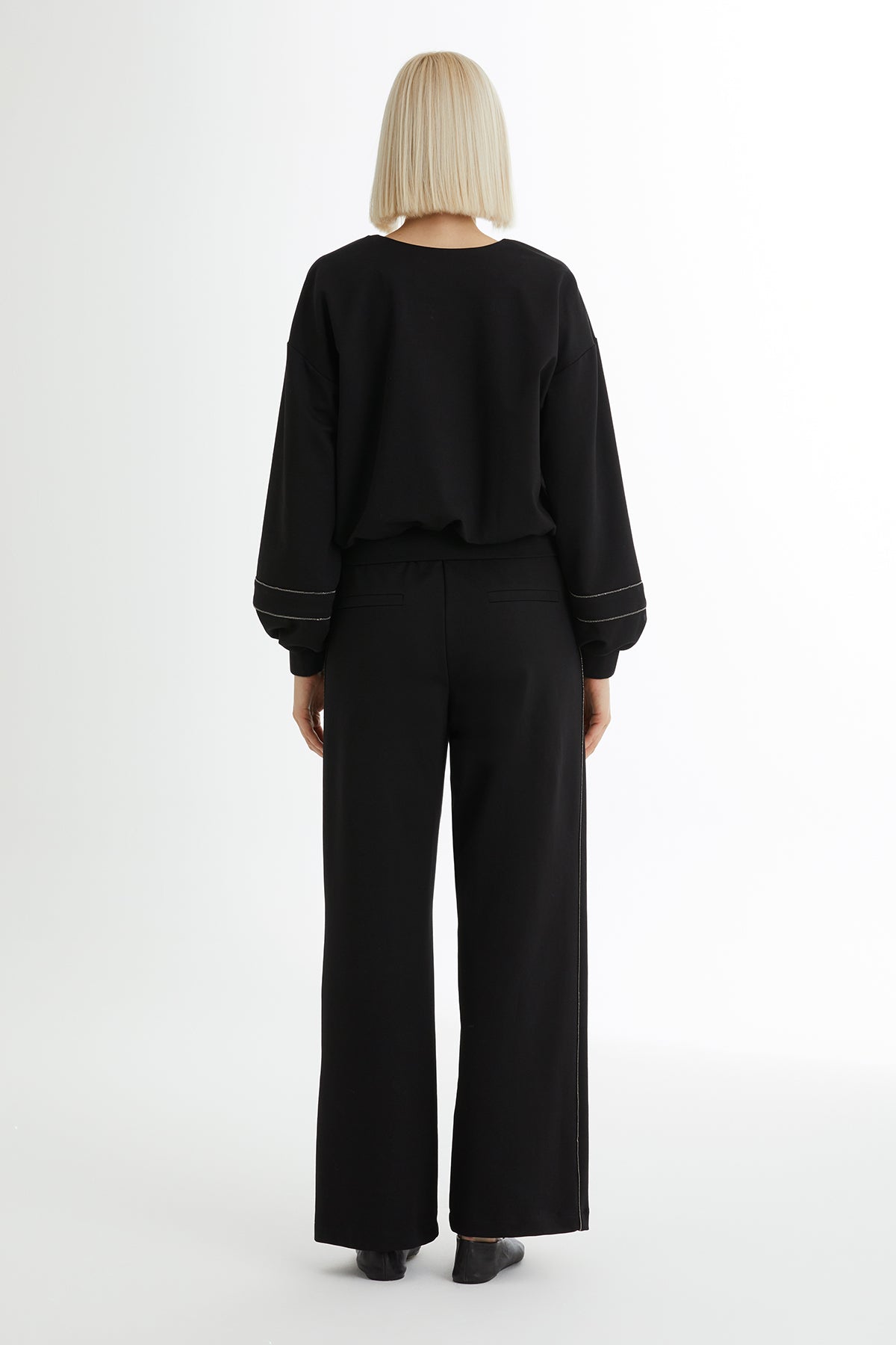Black Stripe Detail Sweat Set
