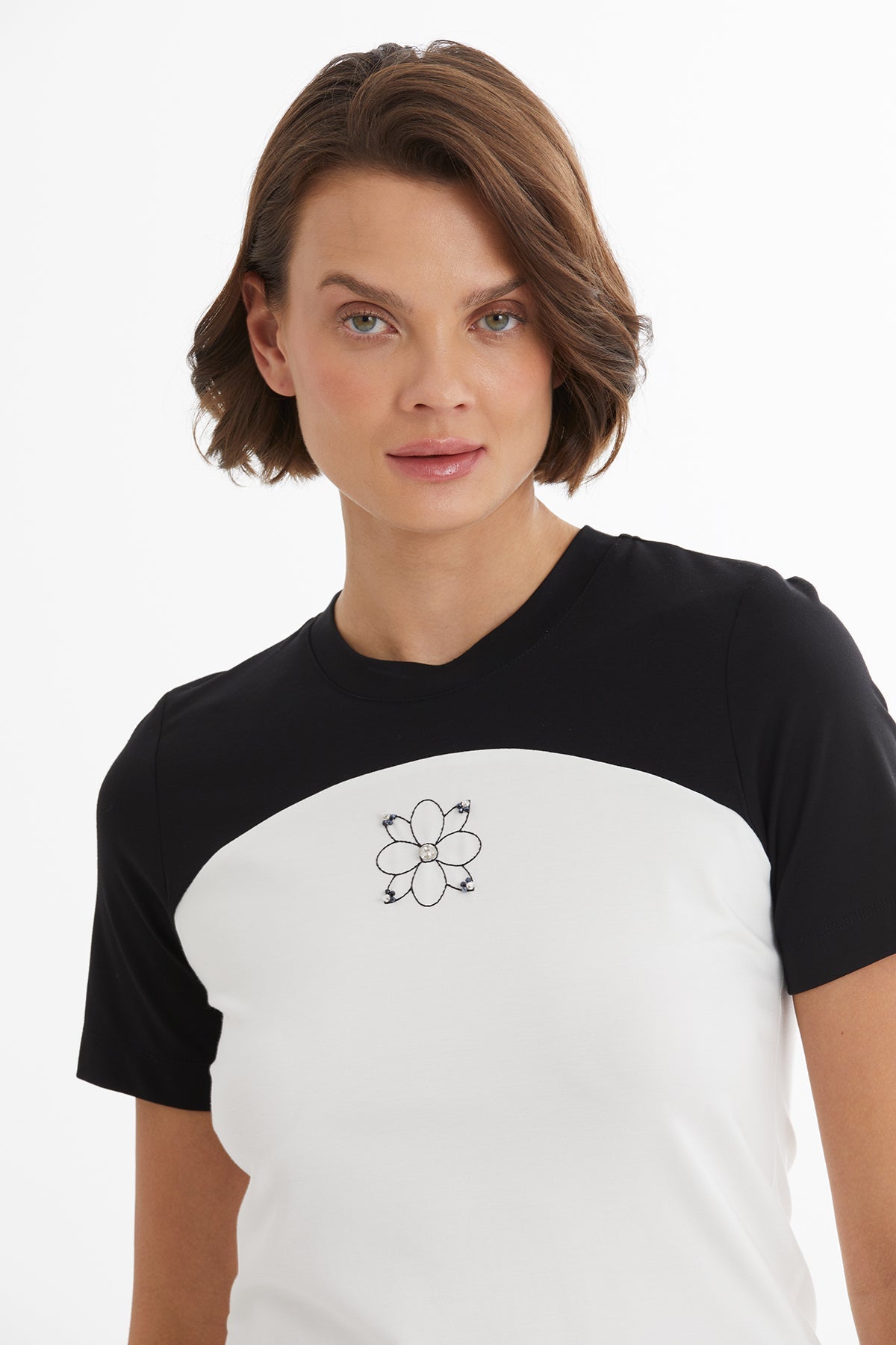 T-Shirt with Embroidery Details