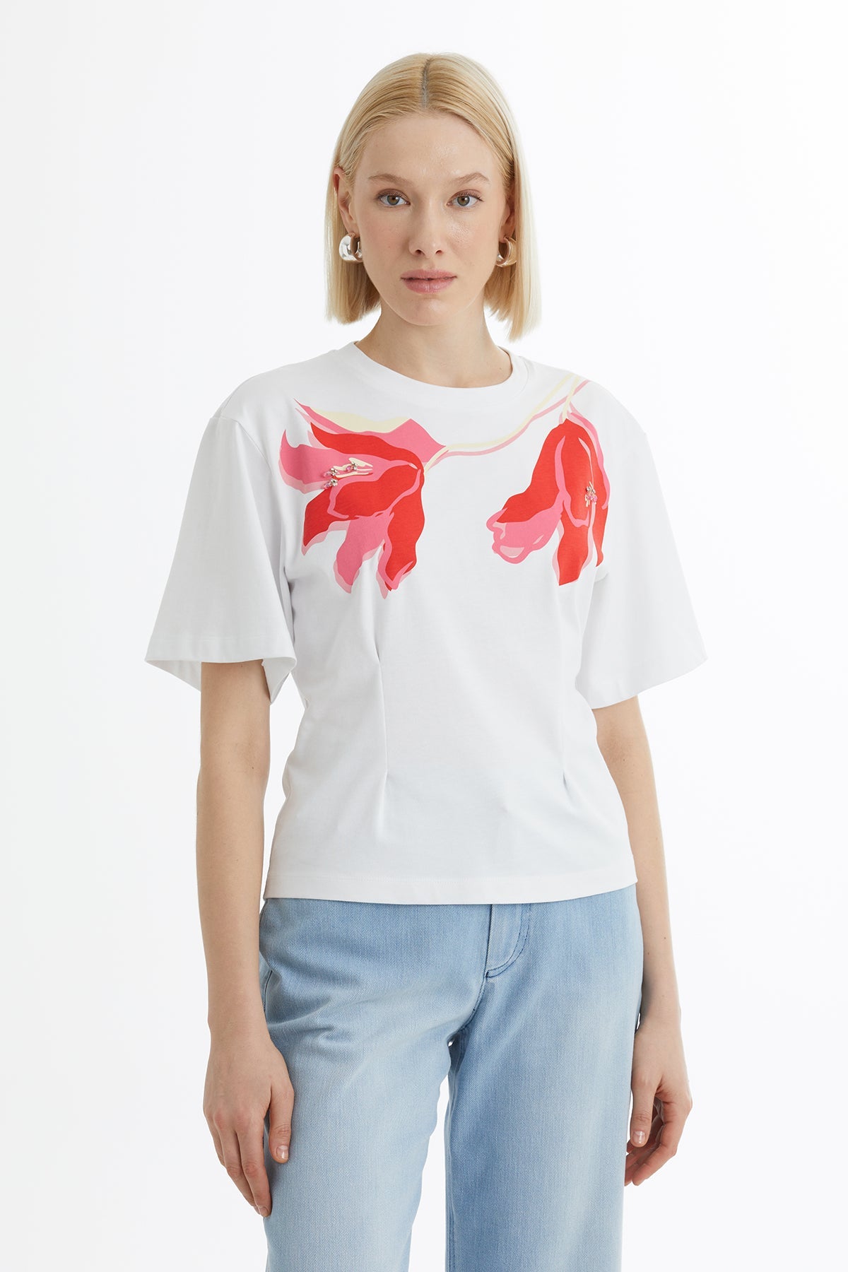 T-Shirt with Print and Embroidery Details