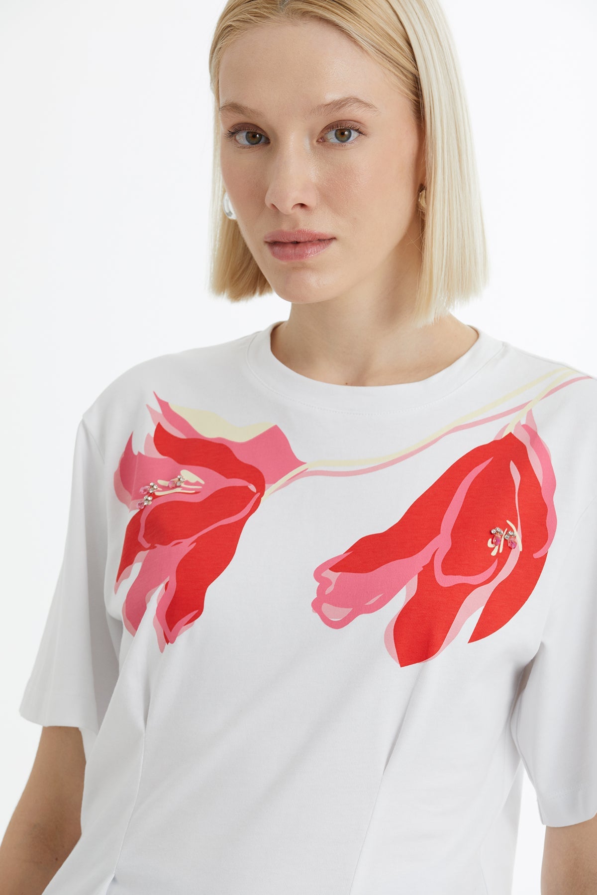 T-Shirt with Print and Embroidery Details