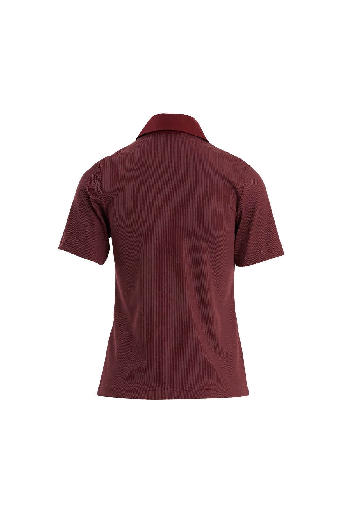 Red Zip-Front Short Sleeve Blouse