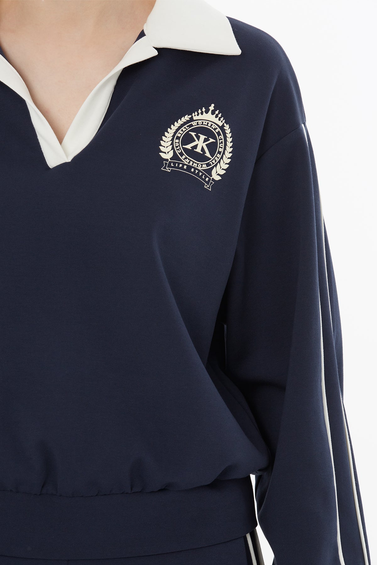 Navy Elastic-Waist Sweat Tracksuit Set