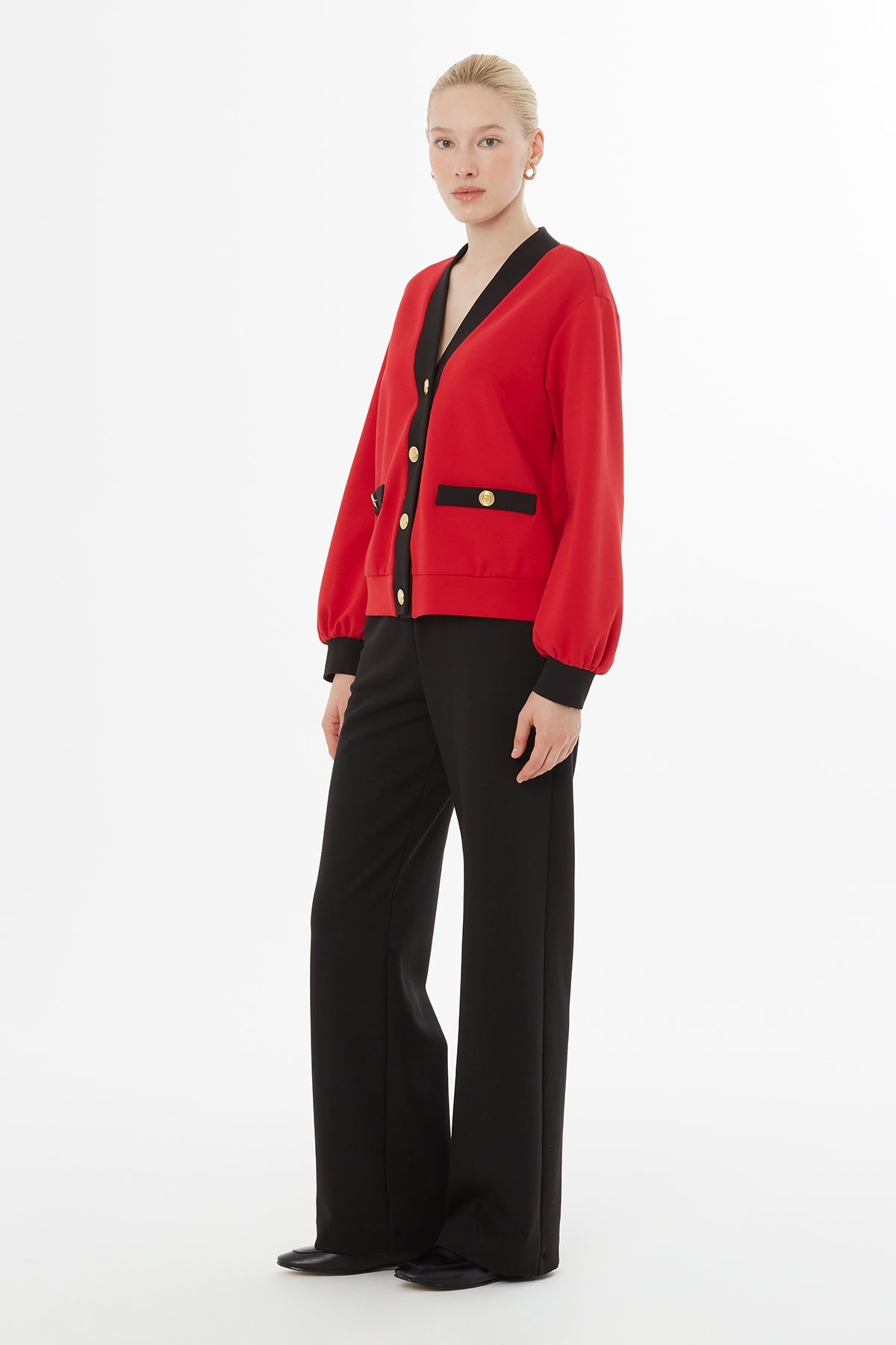 Red Button-Down Tracksuit Set