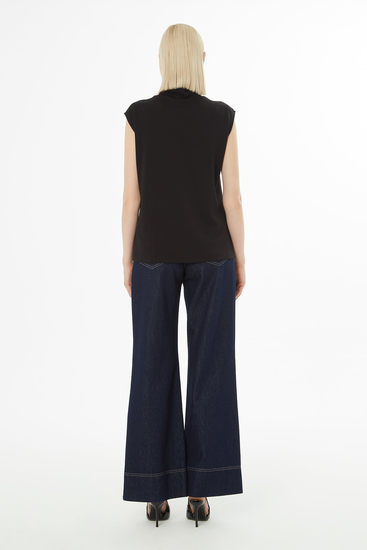 Black Blouse with Sewn Accessory Details