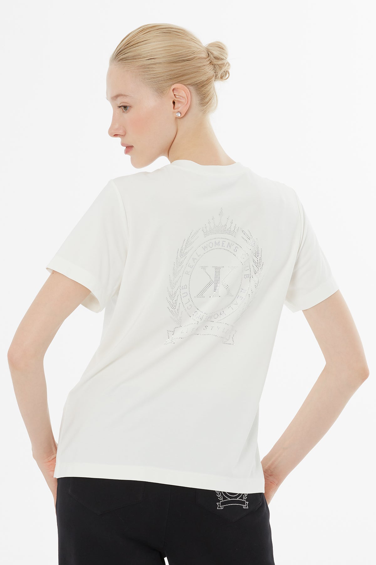 Ecru Front-Zipper T-Shirt