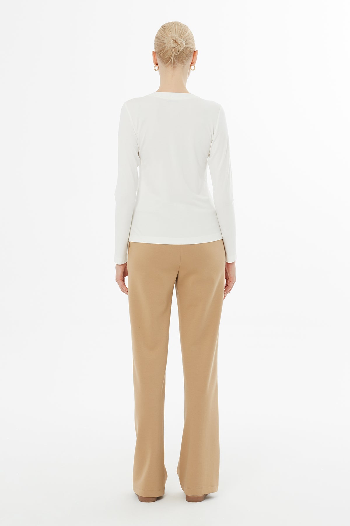 Ecru Front Snap-Button T-Shirt